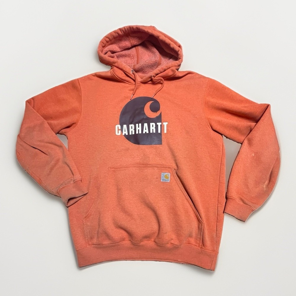 Carhartt Mens M Loose Fit Heavyweight Graphic Hoodie Burnt Orange Distressed
